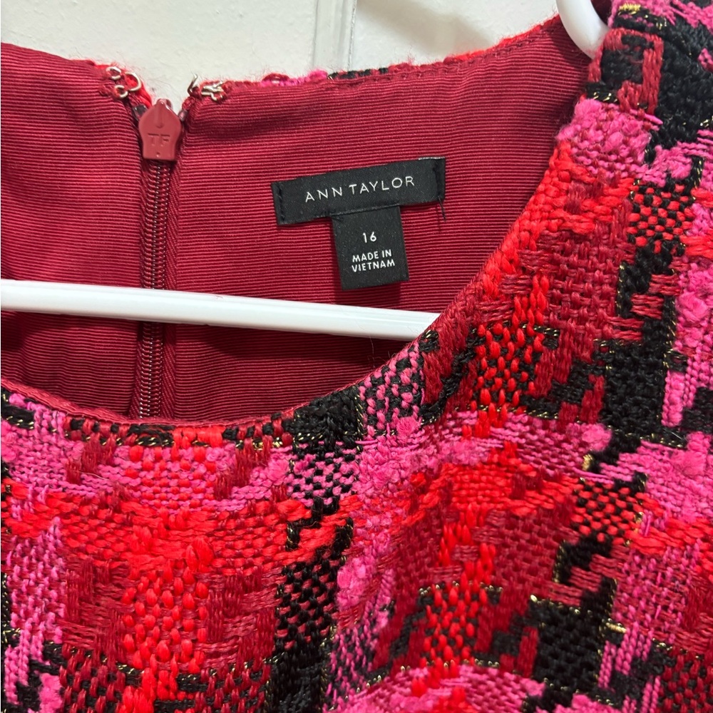 Ann Taylor Red and Black Woven Dress